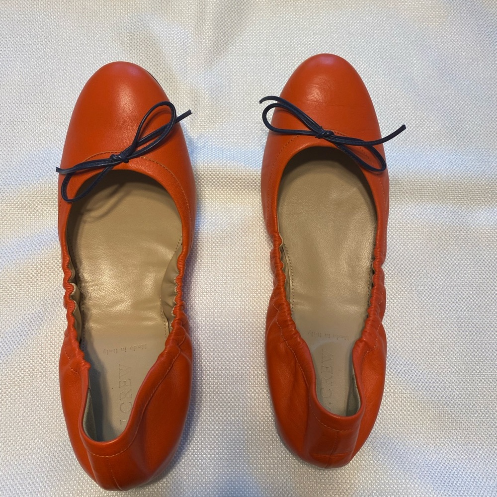 J Crew Orange Leather flats sz 9.5